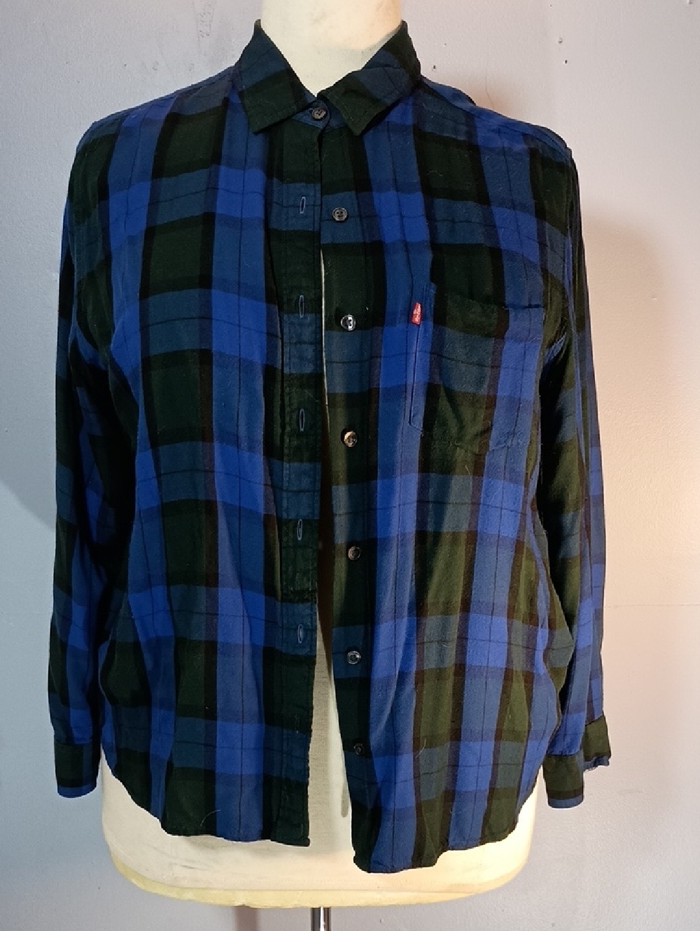 Levi's Blue and Green Plaid Button-Up Shirt - Men's Casual
